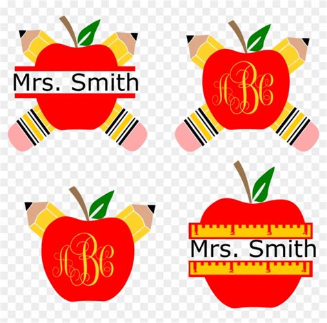 Download Pencil Apple Teacher Monogram Svg Frames - Teacher Svg - Free Transparent PNG Clipart Images ...