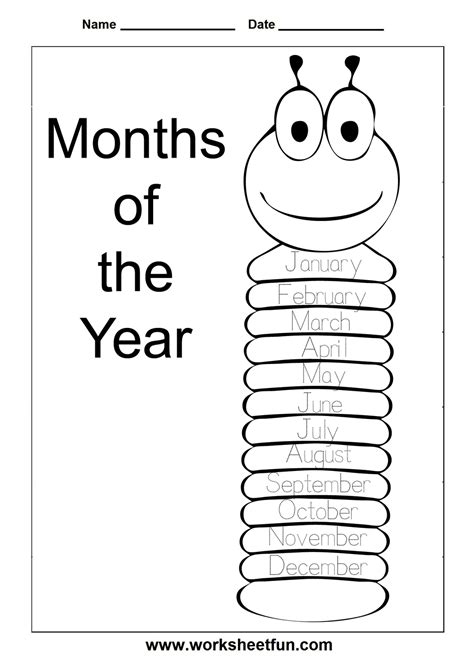 Months Of The Year Printable Worksheets