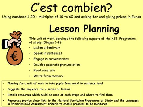Cest Combien Lesson Planning Ks2 French Unit Of Work On Numbers And
