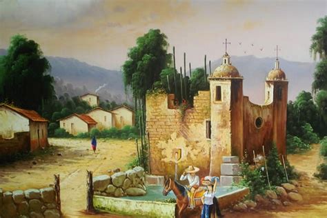 Casas De Pueblos Mexicanos Pintados Al O Pintura Por Jhon Leonel