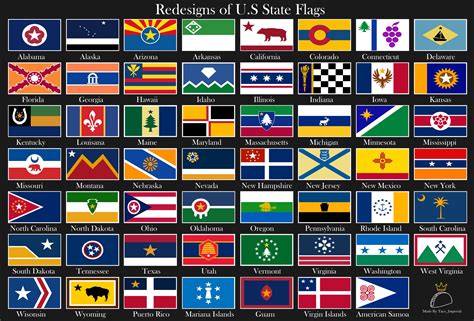 flag redesigns of all 50 u s states by exp3rto on deviantart
