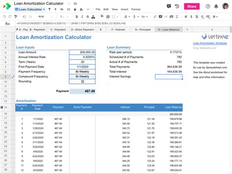 Loan Amortization Schedule Calculator Spreadsheet Templates