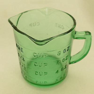Vintage Kellogg S Green Depression Glass Measuring Cup With Spouts
