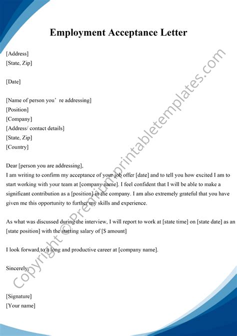 Employment Acceptance Letter | Editable & PDF [Pack of 5] - Premium ...