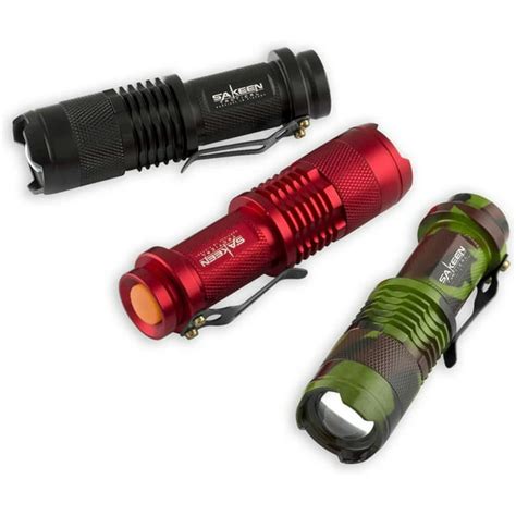 3 Pack Assorted Color Tactical Mini Led Flashlights Heavy Duty