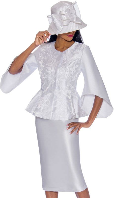 Gmi 7172 Wh 2pc Silk Look Ladies Church With Vivid Embroidered