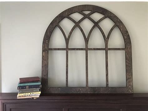 Arched Farmhouse Frame Faux Window Frame Arched Stained Etsy Window