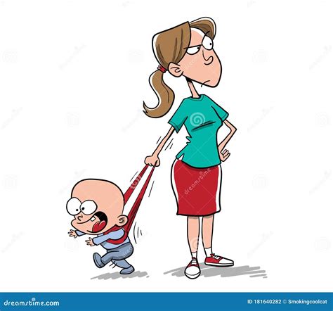 Angry Mother And Upset Boy With Bad Grades Cartoon Vector