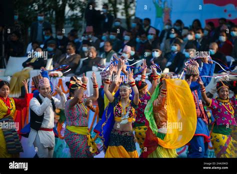 kathmandu nepal 10th dec 2021 artists perform a dance during the 14th general convention of
