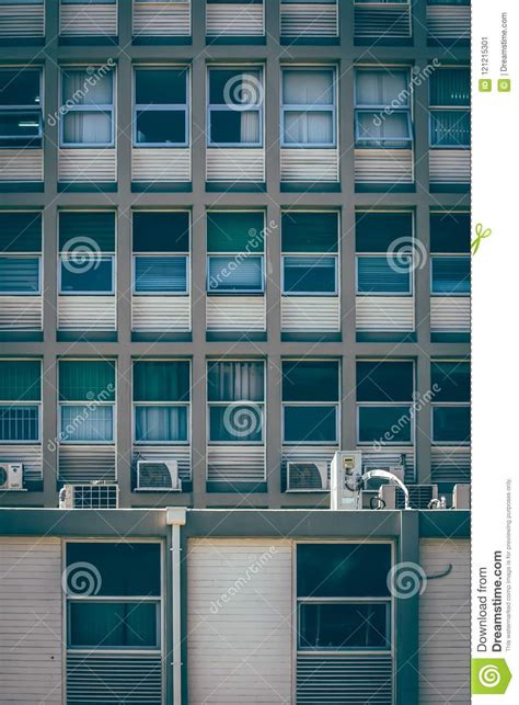 Rows Of Windows On The Building Facade Stock Image Image Of Blue