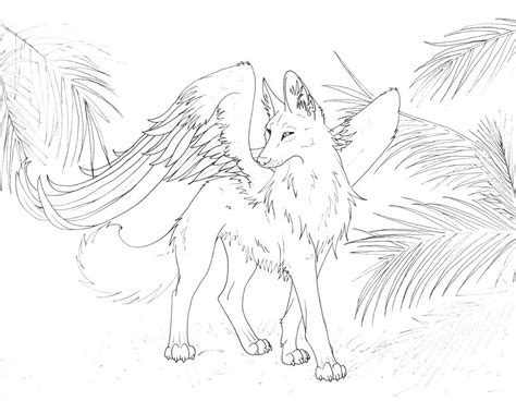 Coloring Pages For Winged Wolf Winged Wolf Lines By
