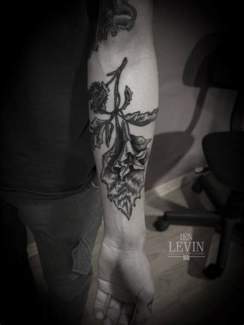 Realistic Dotwork Flower Tattoo By Ien Levin Best Tattoo Ideas Gallery