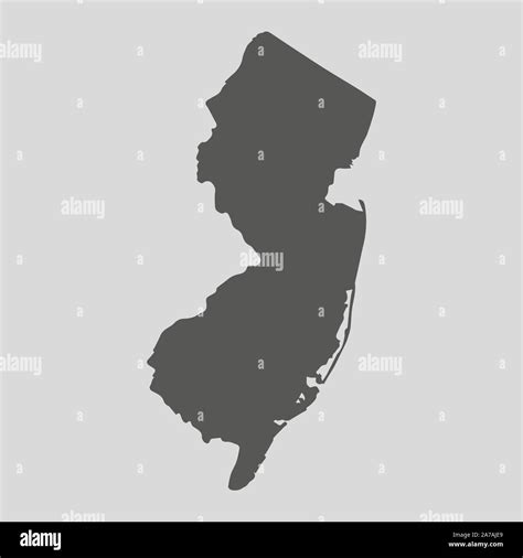 Black Map Of The State Of New Jersey Vector Illustration Simple Flat