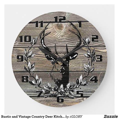 Rustic And Vintage Country Deer Kitchen Large Clock