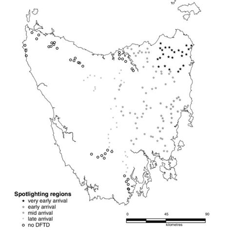 Distribution Of Tasmanian Devils Represented As The Probability Of