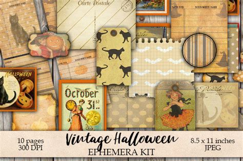 Inspiration Vintage Halloween Crafting Bundle Junk Journal Ephemera Paper Paper And Party Supplies