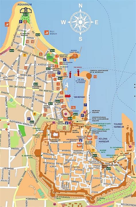 Vnější Nerez Detekce Rhodes Town Map Hrdinka Sofistikovaný Efektivní