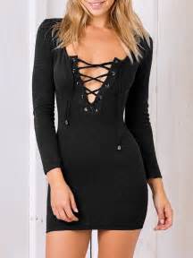 Sexy Lace Up Plunged Bodycon Dress Online Discover Hottest Trend