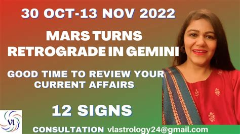 Mars Turns Retrograde In Gemini 30 Oct 13 Nov 2022 Time To Review Your