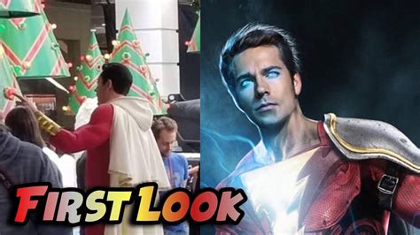 First Look At Zachary Levi In Shazam Costume Youtube