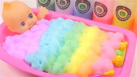 Baby Toys And Baby Doll Colors Bubble Bath Time Learn Colors Orbeez Slime