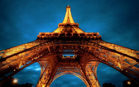 Wallpaper Eiffel Tower France Lights Hdr Bottom View Paris Wallpx