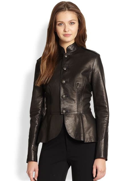 Ralph Lauren Blue Label Baldwin Leather Jacket In Black Lyst