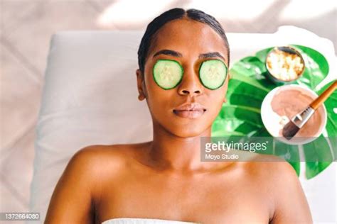 Black Woman Spa Cucumbers Photos And Premium High Res Pictures Getty Images
