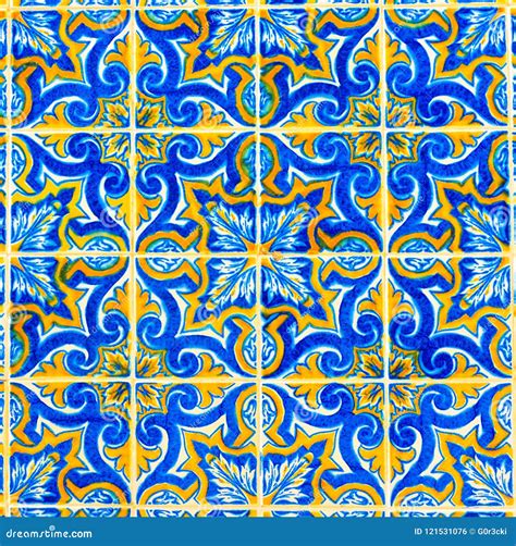Portuguese Pattern Tiles Handmade Glazed Colorful Tile Backgrounds Portugal Colorful Street