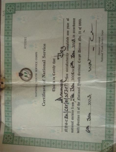 Photo Lost But Found Nysc Certificate Nysc Nigeria