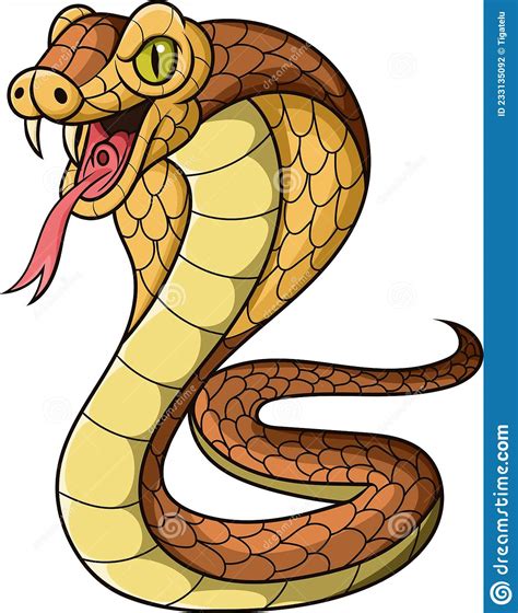 Cartoon King Cobra Snake On White Background Stock Vector