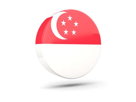 Glossy Round Icon 3d Illustration Of Flag Of Singapore