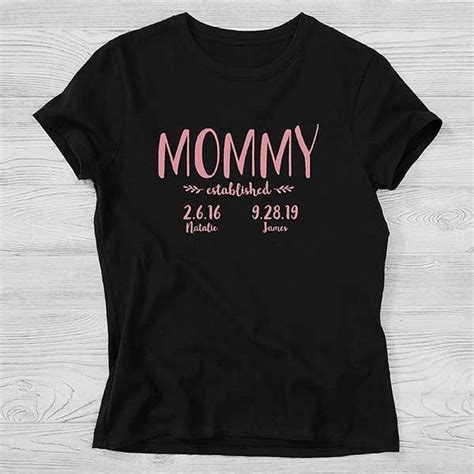 Established Mom Personalized Ladies Hanes Fitted Tee Personalized Mom