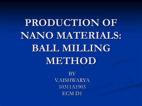 Ppt Production Of Nano Materials Ball Milling Method Powerpoint