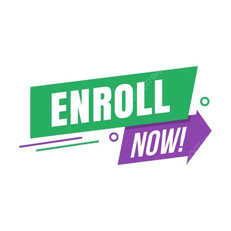 Green Purple Enroll Now With Arrow Enroll Now Label Enroll Now