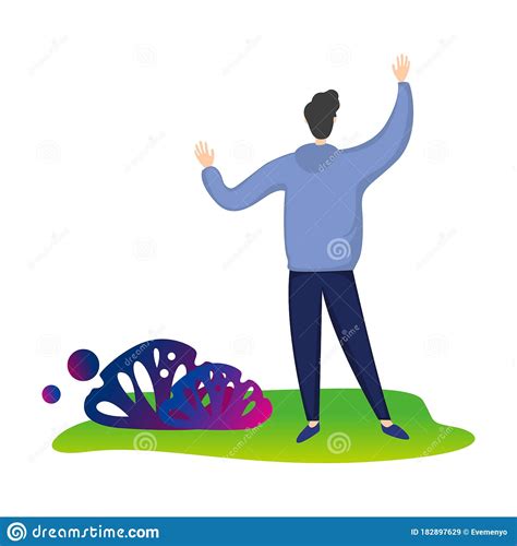 Smiling Young Man Running With Arms Outstretched Stock Vector