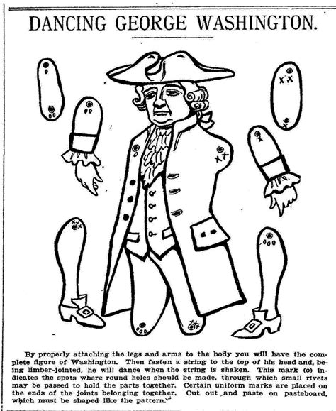 Washington map coloring page george worksheet for kids. Mostly Paper Dolls: DANCING GEORGE WASHINGTON, 1905