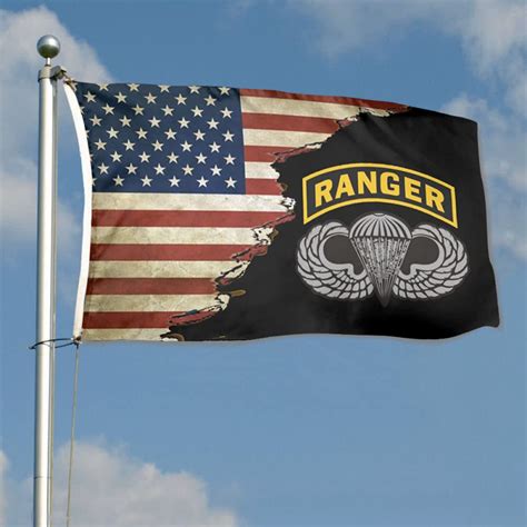 Us Army Ranger Tab With Airborne Wings Flag