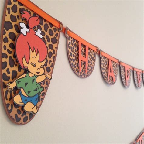 Pebbles Or Bam Bam Birthday Banner Flintstone Birthday