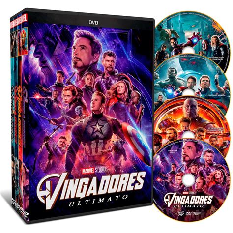 Dvd Filmes Coleção Os Vingadores 1 2 3 e 4 Versão Estendida Dual