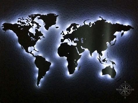 Beleuchtete Weltkarte Wand Dekoration Aus Edelstahl Rbg Led Diy Map