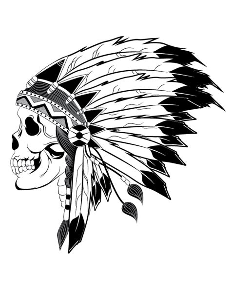 Indian Chief Skull Illustration Indian Skull Tattoos Native Tattoos