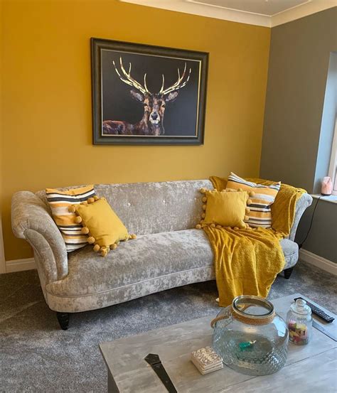 Simple Mustard And Grey Living Room With Diy Home Decorating Ideas