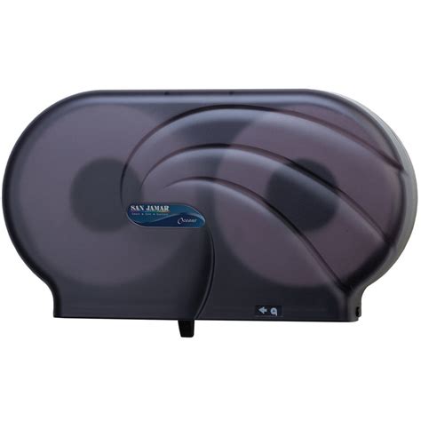 With fewer refills required, maintenance time is reduced up to 90 percent, and the larger roll helps control pilferage. San Jamar R4090TBK Twin Oceans 9" Double Roll Jumbo Toilet ...