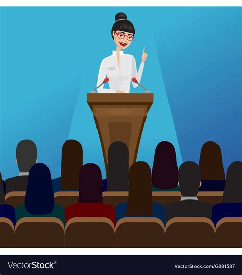 Business Woman Public Speaker On Conference Vector Image