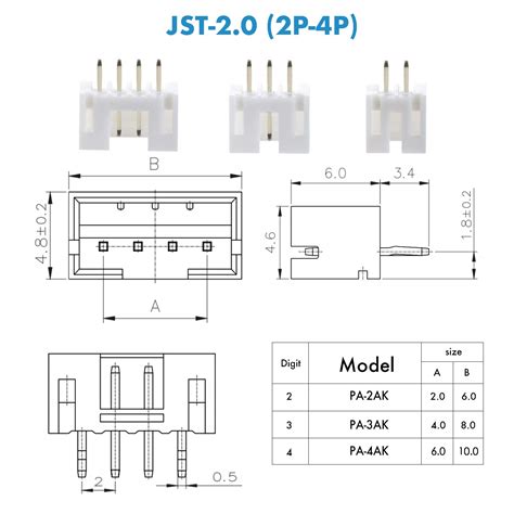 750 Pieces 20mm Jst Ph Jst Connector Kit 20mm Pitch Female Pin