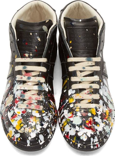 Maison margiela maison margiela sneakers. Maison Martin Margiela Black Leather Paint Splatter ...