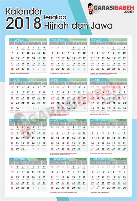 Kalender 2018 Lengkap Jawa Teknoid