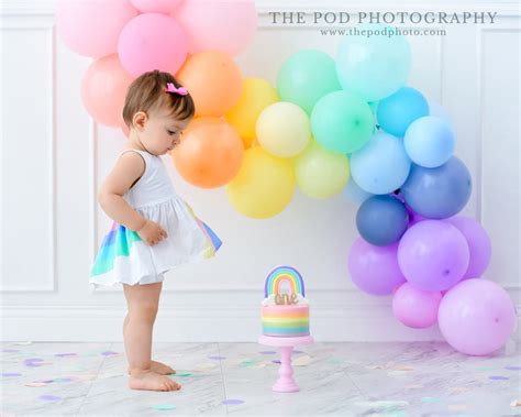 Rainbow Cake Smash The Pod Photography Rainbow First Birthday Cake