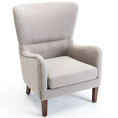 Belleze Mid Century Wingback Chair Nailhead Trim Living Room Arm Club